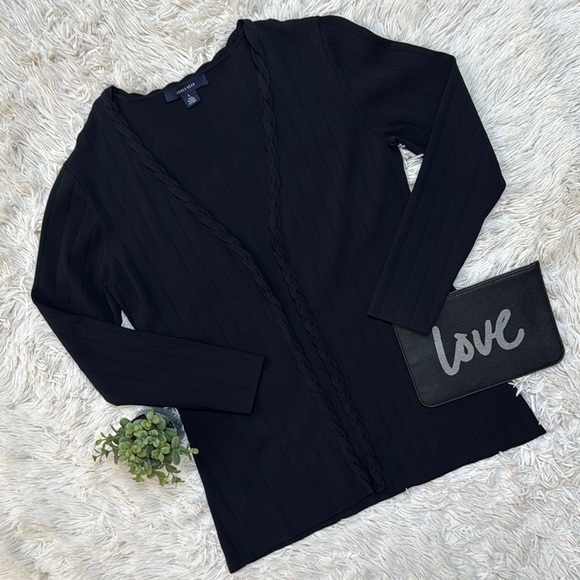 Jones Wear Sweaters - Jones Wear Ribbed Open Cardigan 💗 Black